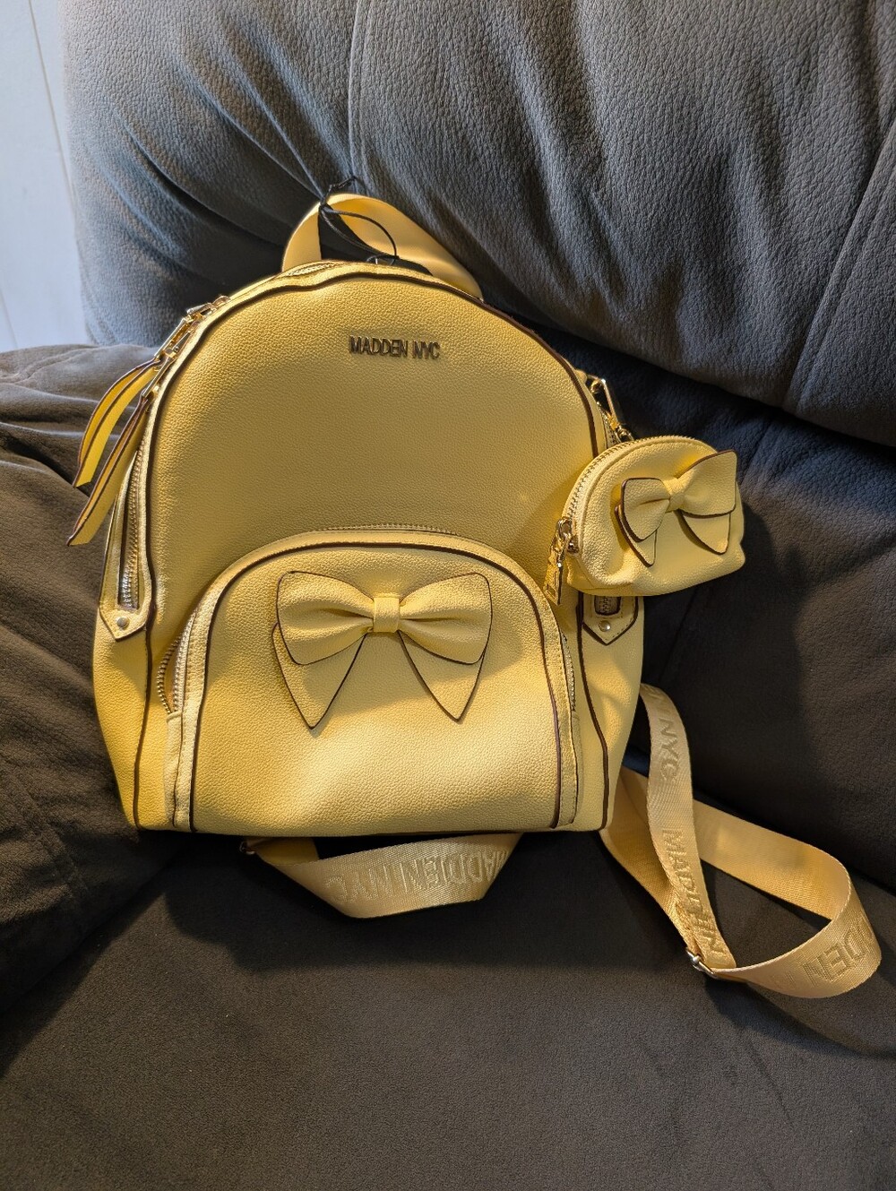 Madden NYC butter yellow bow mini backpack